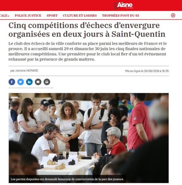 Extrait de L'Aisne nouvelle sur la grande finale des coupes à Saint-Quentin